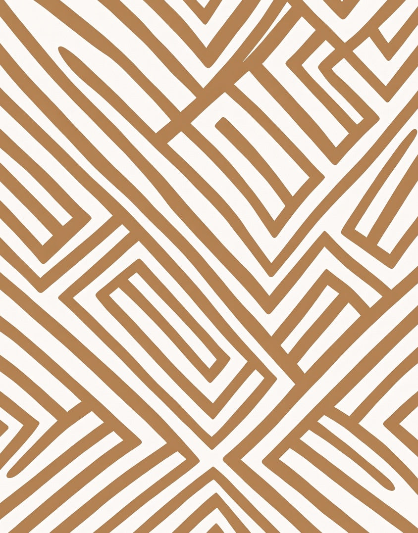 Geometric Brown Maze Weave Rug