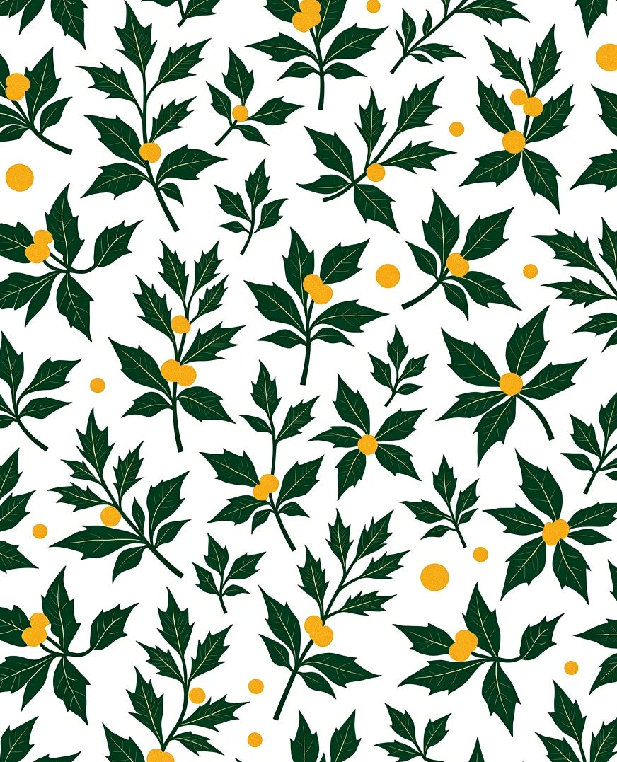 Deep Green Holly Berry Botanical Rug