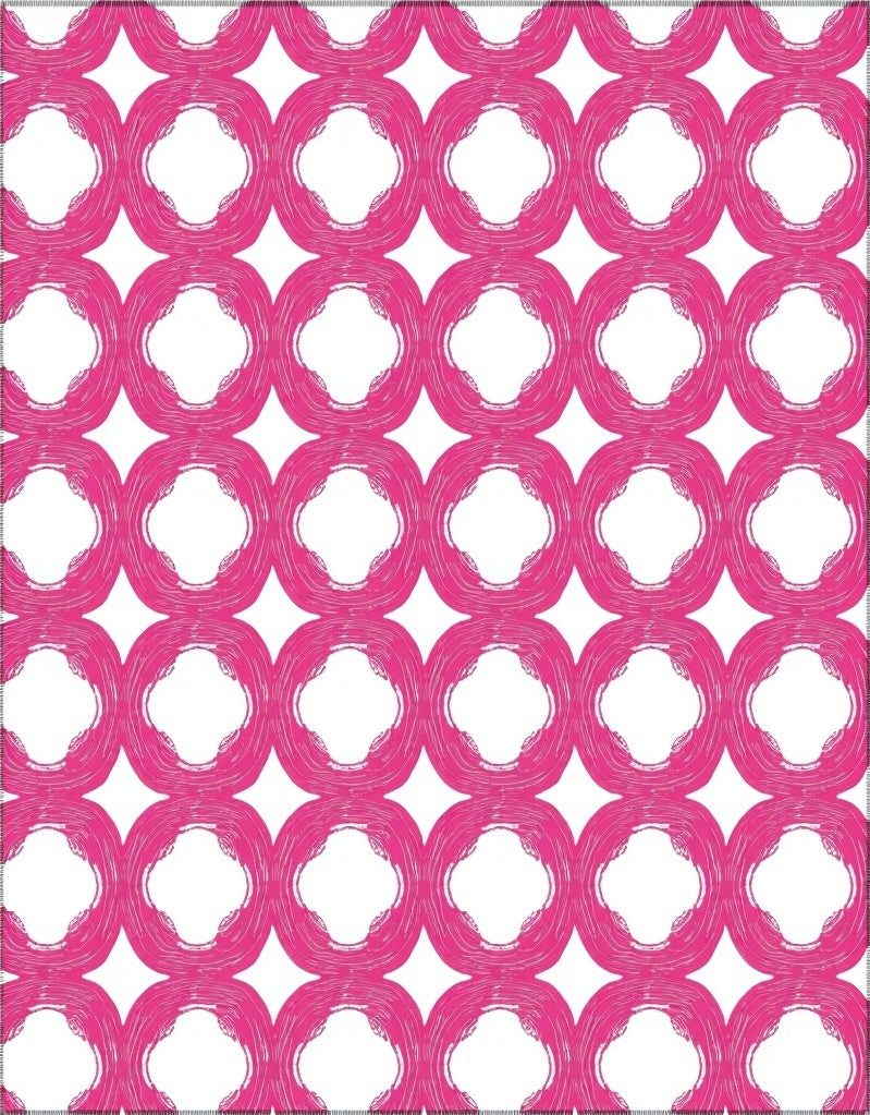 Chic Pink Ring Medallion Overlay Rug