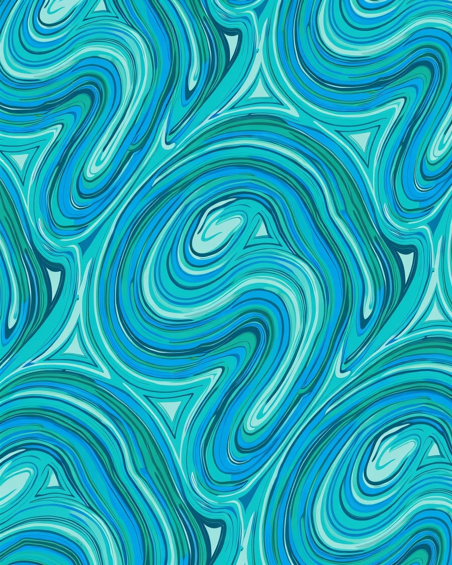 Oceanic Swirl Teal Blue Abstract Rug