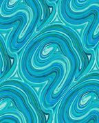 Oceanic Swirl Teal Blue Abstract Rug