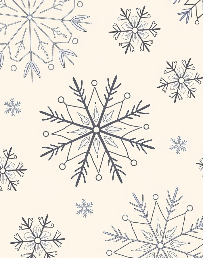 Winter Blue Snowflake Collage Rug