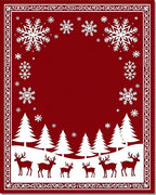 Crimson Snowflakes Deer Forest Border Rug