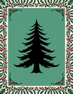 Black Fir Tree Christmas Border Rug