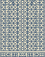 Navy Blue Interlocking Geometric Lattice Rug
