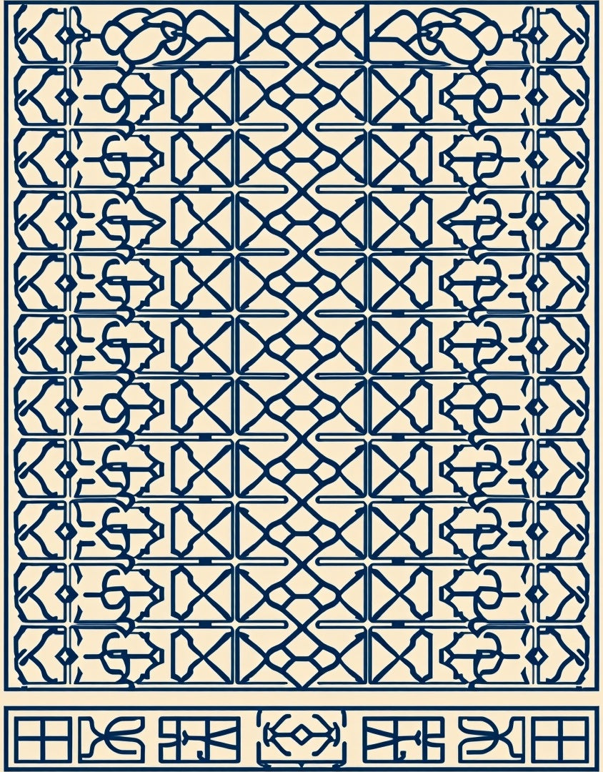 Navy Blue Interlocking Geometric Lattice Rug