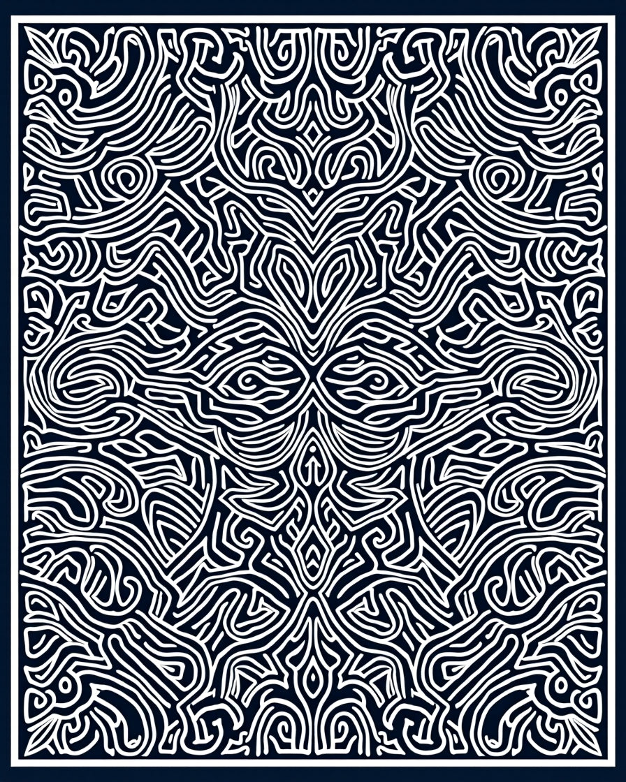 Bold Navy Abstract Organic Flow Rug
