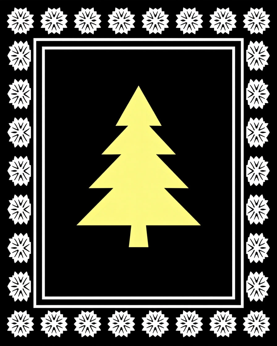 Golden Tree Snowflake Border Rug