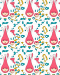 Whimsical Pink Gnomes Teal Hearts Yellow Swirls Rug