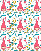 Whimsical Pink Gnomes Teal Hearts Yellow Swirls Rug