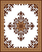 Brown Floral Medallion Square Rug