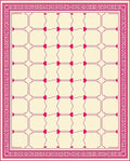 Crimson Lattice Bordered Geometric Field Rug