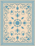 Pale Blue Floral Medallion Border Rug