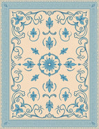 Pale Blue Floral Medallion Border Rug