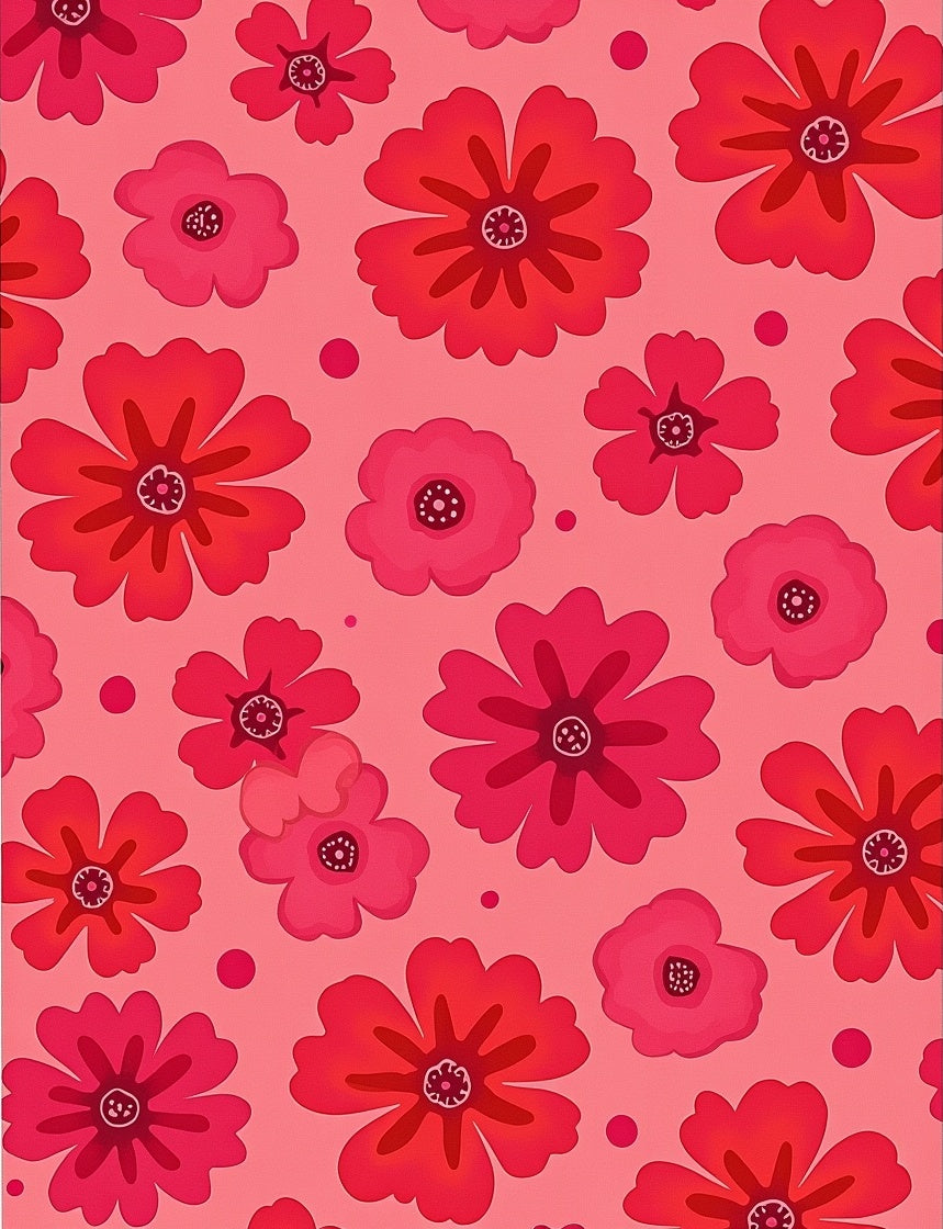 Retro Pink Floral Dot Garden Rug