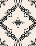 Vintage Black Filigree Floral Medallion Rug
