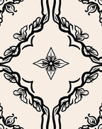 Vintage Black Filigree Floral Medallion Rug