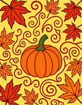 Autumn Pumpkin Maple Swirls Rug