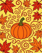 Autumn Pumpkin Maple Swirls Rug