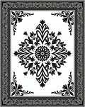 Monochromatic Black and White Medallion Frame Rug