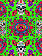 Vibrant Skull Floral Mandala Rug