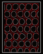 Modern Black Red Hexagonal Art Rug