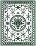 Dark Green Central Medallion Floral Rug