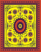 Vibrant Sunburst Floral Medallion Rug