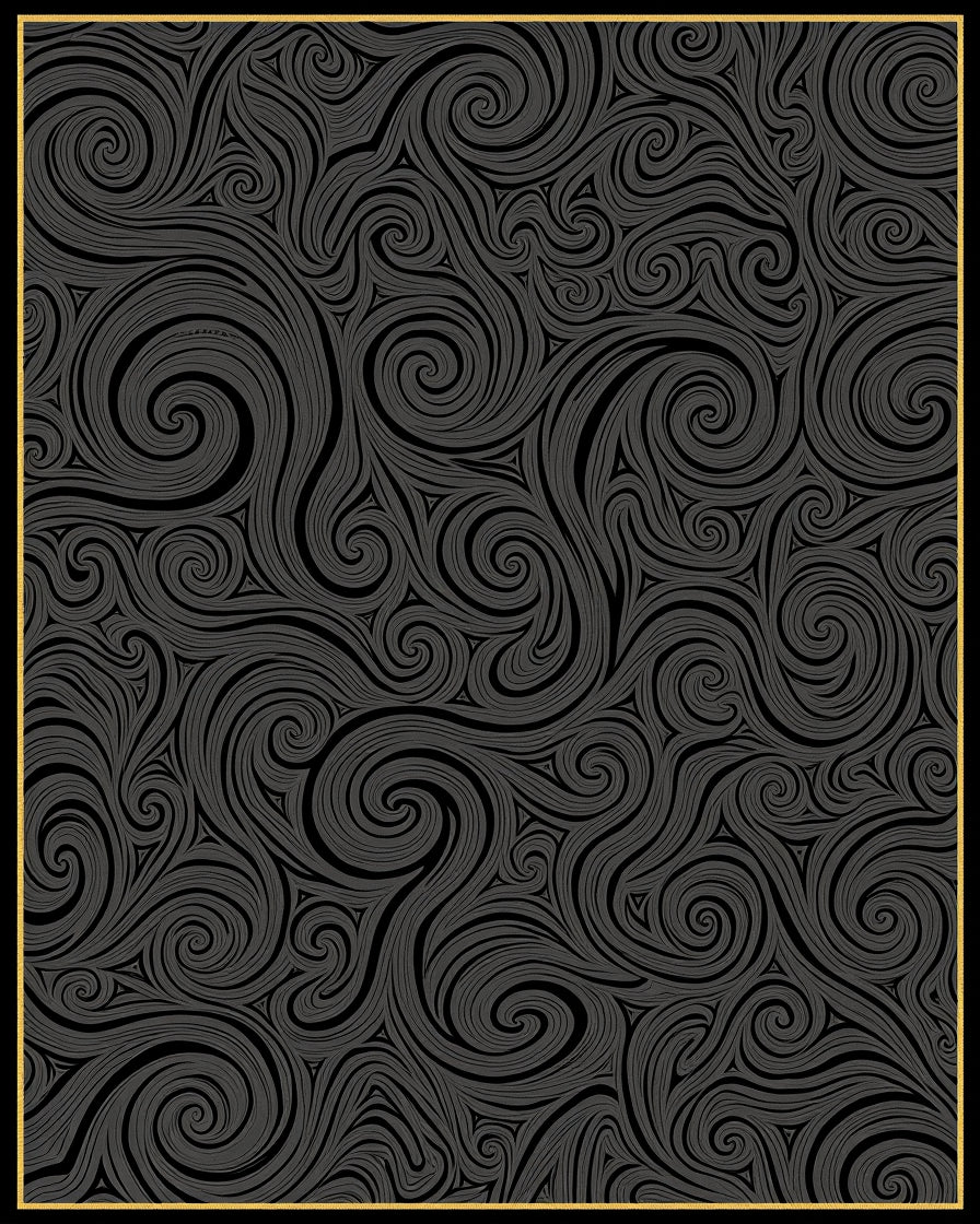 Dark Swirling Charcoal Abstract Texture Rug
