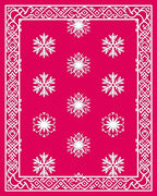 Fuchsia Snowflake Intricate Border Rug