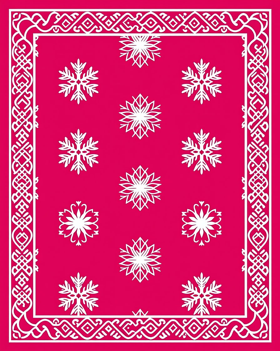 Fuchsia Snowflake Intricate Border Rug