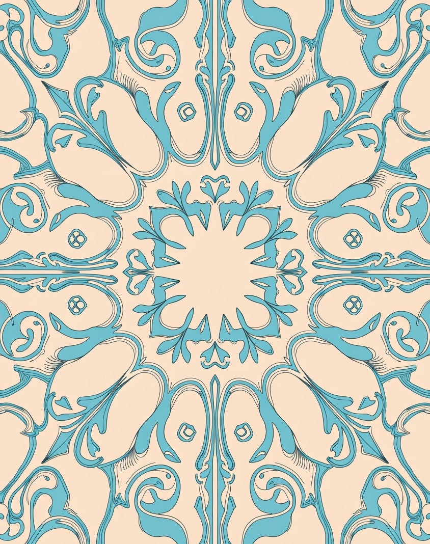 Azure Cream Floral Symmetry Rug
