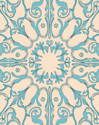 Azure Cream Floral Symmetry Rug
