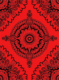 Vibrant Red Black Mandala Medallion Rug