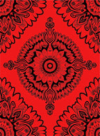 Vibrant Red Black Mandala Medallion Rug