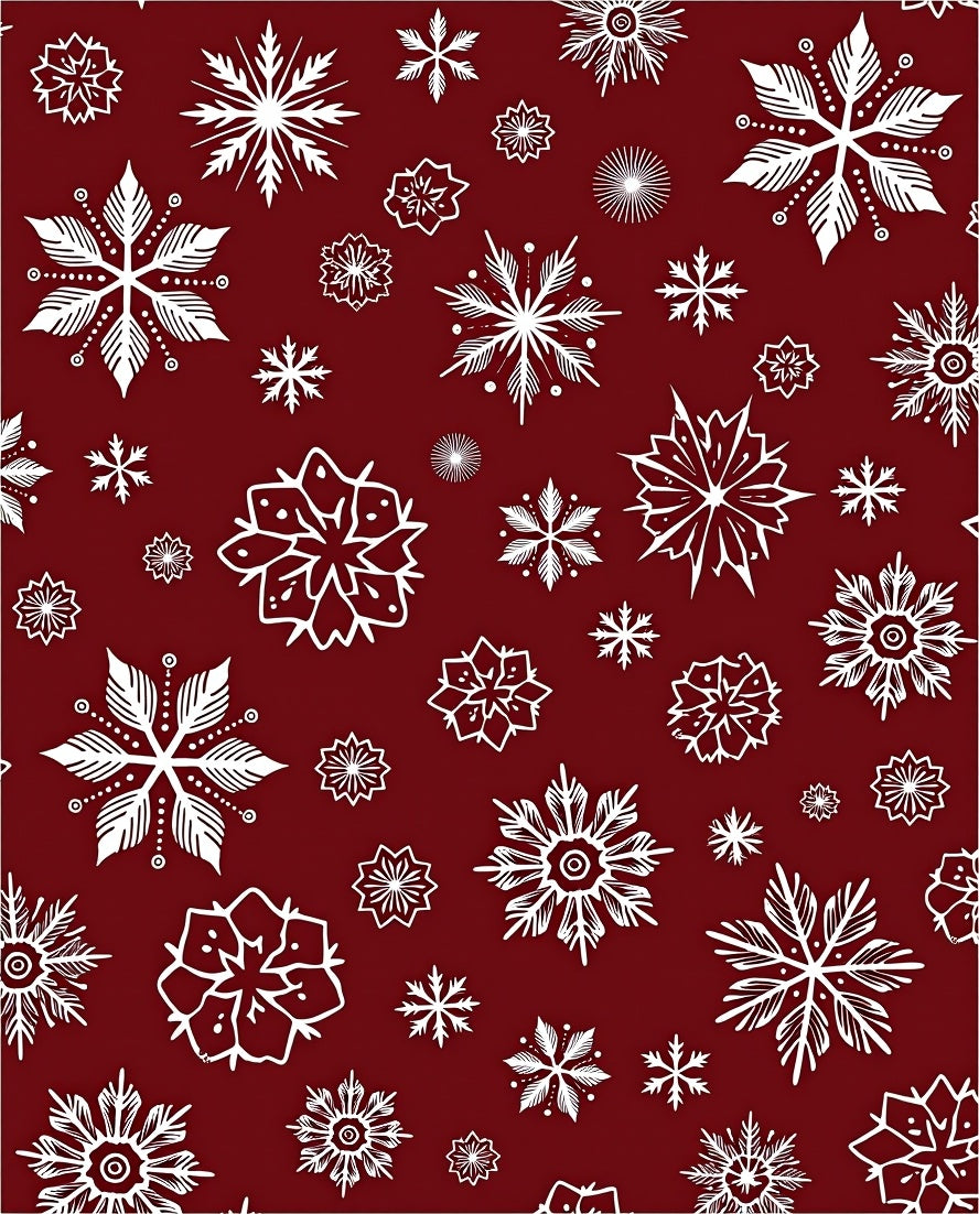 Crimson White Snowflake Collage Rug
