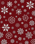 Crimson White Snowflake Collage Rug