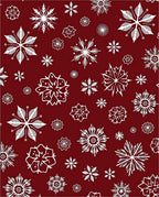 Crimson White Snowflake Collage Rug