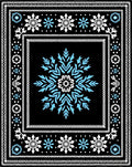 Black White Blue Abstract Snowflake Mandala Rug