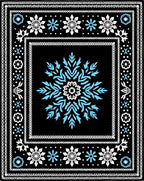 Black White Blue Abstract Snowflake Mandala Rug