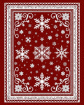 Deep Red Winter Snowflake Border Rug