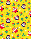 Cheerful Yellow Santa Claus Holly Snowflakes Rug