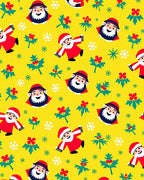 Cheerful Yellow Santa Claus Holly Snowflakes Rug