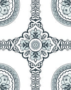 Pale Blue Floral Medallion Symmetry Rug