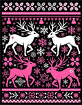 Pink White Deer Snowflake Nordic Rug