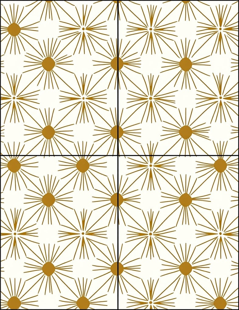 Golden Sunburst Starburst Cream Rug