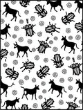 Black White Fauna Insect Illustration Rug