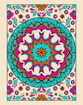 Bright Teal Pink Mandala Floral Accents Rug