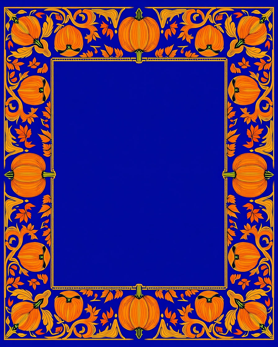 Vibrant Orange Pumpkin Foliage Border Rug