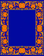 Vibrant Orange Pumpkin Foliage Border Rug